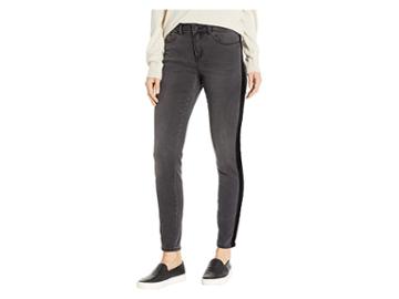 Two By Vince Camuto Velvet Trim Five-pocket Skinny Jeans In Coal Wash (coal Wash) Women's Jeans