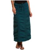 Xcvi Stretch Poplin Double Shirred Panel Skirt (caspian Blue) Women's Skirt