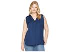 Vince Camuto Specialty Size Plus Size Sleeveless V-neck Rumple Blouse (high Tide) Women's Blouse