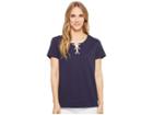 Nautica Knit Short Sleeve Lace-up Top (eclipse) Women's Clothing