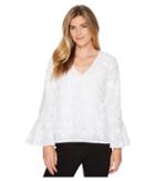 Karen Kane Dimensional Flower Top (white) Women's Clothing