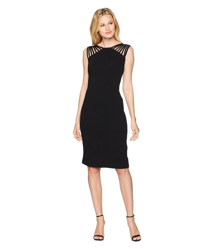 Sangria Lattice Textured Dress (black) Women's Dress