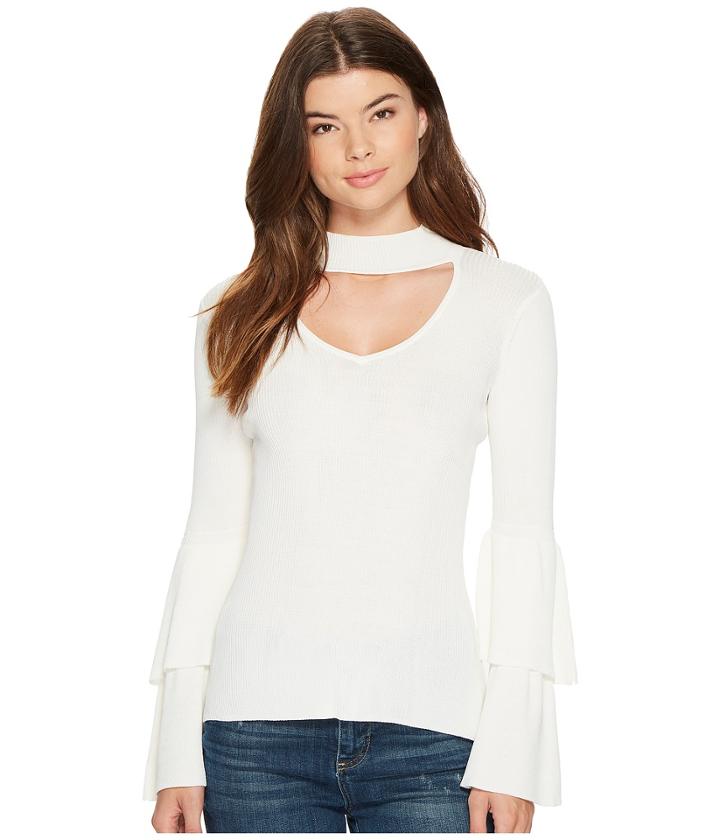 Xoxo Ruffle Tier Sleeve Mock Neck (cream) Women's Clothing