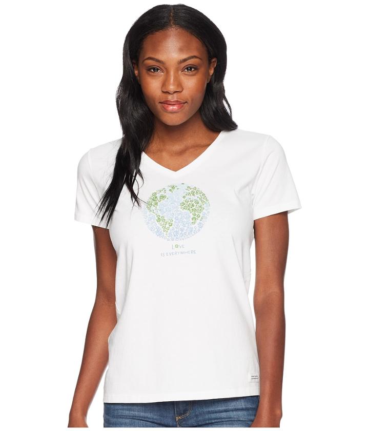 Life Is Good Love Is Everywhere Crusher Vee (cloud White) Women's T Shirt