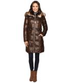 Via Spiga Polyfill Front Zip Coat (brown) Women's Coat