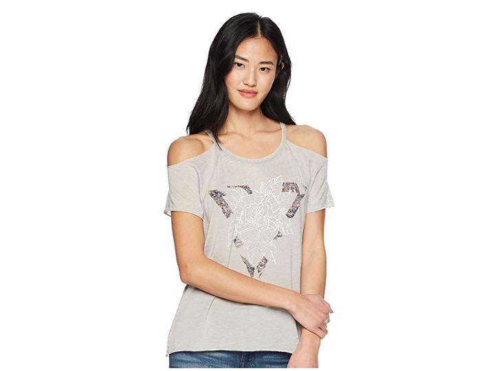 Cruel Short Sleeve Cold Shoulder Tee (gray) Women's Clothing