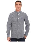 Fred Perry Long Sleeve Classic Gingham Shirt (medieval Blue) Men's Clothing