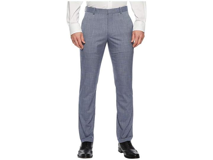 Perry Ellis Portfolio Slim Fit Stretch Crosshatch Dress Pant (bay Blue) Men's Dress Pants