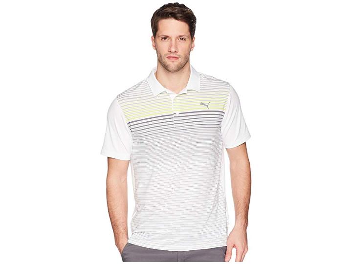 Puma Golf Highlight Stripe Polo (acid Lime) Men's Short Sleeve Knit