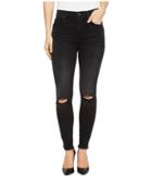 7 For All Mankind Aubrey W/ Frayed Hem Busted Knees In Aged Onyx 3 (aged Onyx 3) Women's Jeans