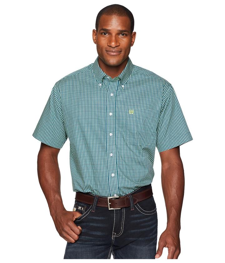 Cinch Short Sleeve Plain Weave Print (navy) Men's Clothing