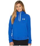 Under Armour Favorite Fleece Pullover Left Chest Hoodie (lapis Blue/white) Women's Sweatshirt