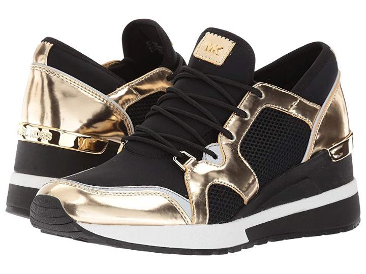 Michael Michael Kors Liv Trainer (black/pale Gold) Women's  Shoes