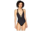 Kenneth Cole Chain Reaction Plunge Mio (black) Women's Swimsuits One Piece