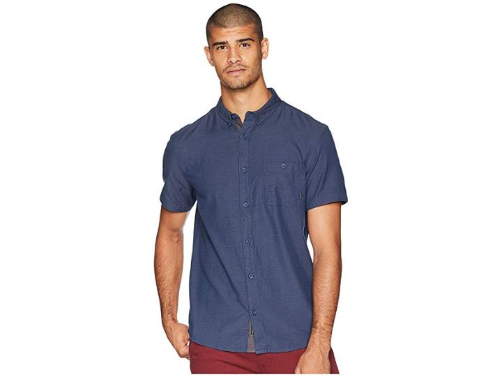 Quiksilver Waterfall Short Sleeve Shirt (dark Denim) Men's Short Sleeve Button Up