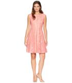 Gabby Skye Lace Seam Down Fit-and-flare Dress (coral/nude) Women's Dress