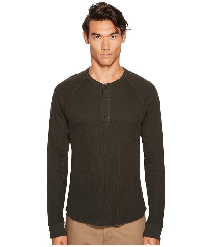 Vince Double Knit Raglan Henley (cactus) Men's Long Sleeve Pullover