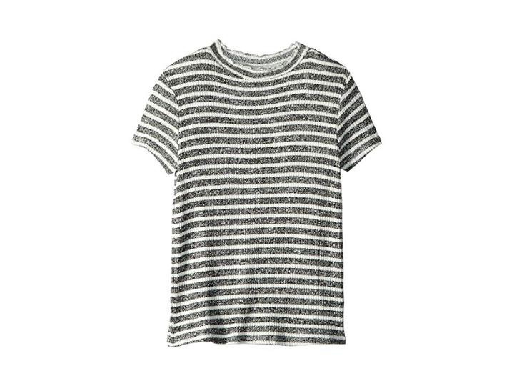 Maddie By Maddie Ziegler Rib Short Sleeve Mock Neck (big Kids) (white/black) Girl's Clothing