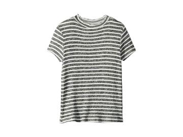 Maddie By Maddie Ziegler Rib Short Sleeve Mock Neck (big Kids) (white/black) Girl's Clothing