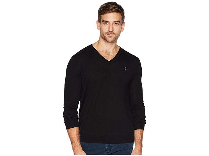 Polo Ralph Lauren Washable Merino V-neck Sweater (polo Black) Men's Sweater