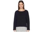 Eileen Fisher Organic Cotton Tencel Ridges Round Neck Box-top (black) Women's Clothing