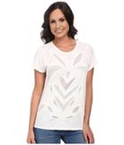 Lucky Brand Cut Out Mesh Top (lucky White) Women's Clothing