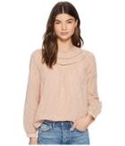 Lucky Brand Row Neck Peasant Top (blush) Women's Clothing