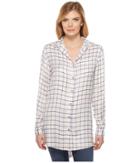 Jag Jeans Magnolia Tunic In Rayon Plaid (ivory Plaid) Women's Blouse