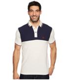 U.s. Polo Assn. Slim Fit Color Block Short Sleeve Stretch Pique Polo Shirt (vanilla Prep) Men's Short Sleeve Pullover
