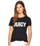 Juicy Couture Track Juicy Gothic Studs Short Sleeve Tee (pitch Black) Women's T Shirt