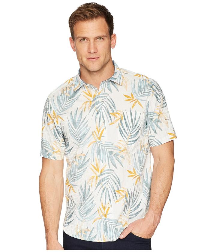 Tommy Bahama Fiesta Fronds Camp Shirt (coconut Cream) Men's Clothing