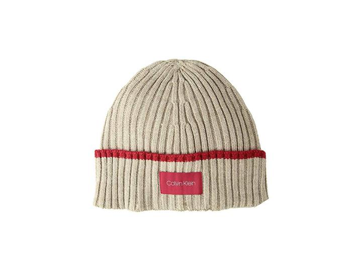 Calvin Klein Tipped Cuff Beanie (heathered Almond) Beanies