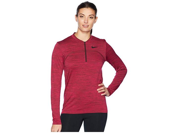 Nike Golf Dry Top 1/2 Zip Seamless (rush Pink/burgundy Crush/black) Women's Clothing