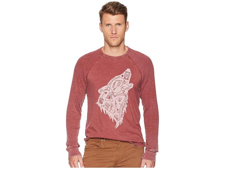 Lucky Brand Wolf Dreams Thermal Tee (russet Brown) Men's Clothing