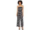 Vince Camuto Strapless Botanical Tropic Belted Jumpsuit (rich Black) Women's Jumpsuit & Rompers One Piece