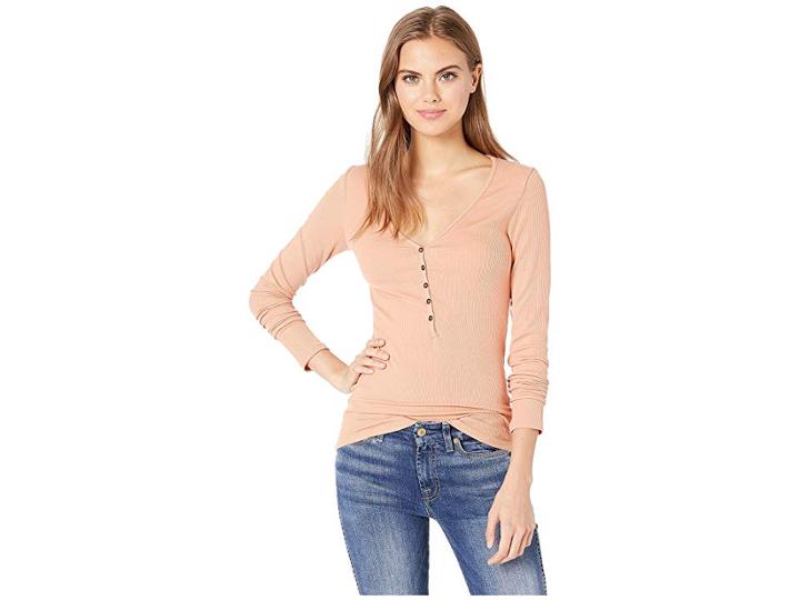 Lamade Ingrid Henley Top (dusty Coral) Women's Clothing
