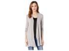 Mod-o-doc Rayon Spandex Slub Jersey Cardigan With Satin Flounce Hem (silverstone) Women's Sweater