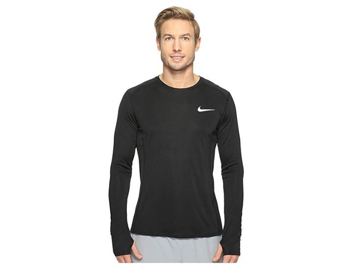 Nike Dry Miler Long Sleeve Running Top (black/black) Men's Clothing