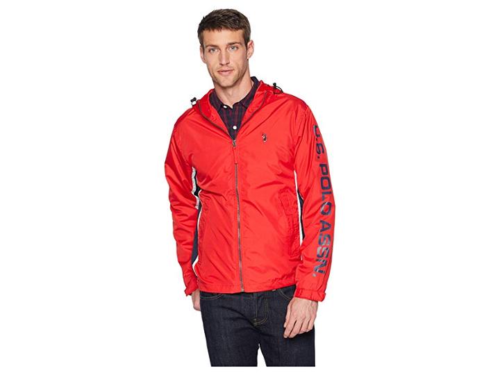 U.s. Polo Assn. Tricolor Hooded Windbreaker (engine Red) Men's Coat