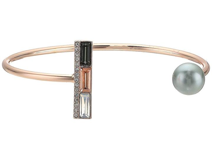 Rebecca Minkoff Pearl And Stone Cuff Bracelet (rose Gold/grey Pearl) Bracelet