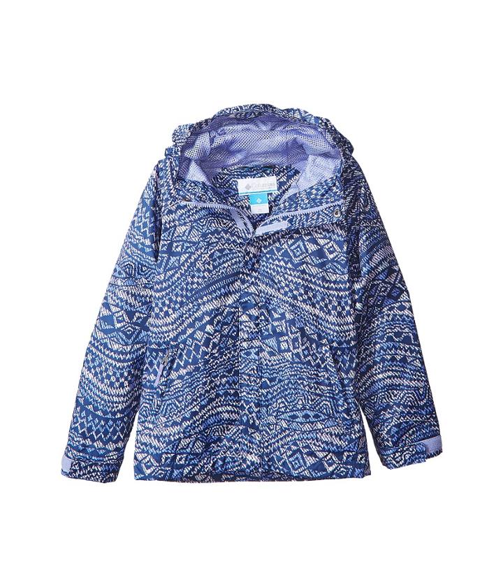 Columbia Kids Fast Curious Rain Jacket (little Kids/big Kids) (fairytale Wave Print/fairytale) Girl's Coat