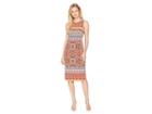 Maggy London Kaleidscope Flower Printed Jersey Sheath (orange/turquoise) Women's Dress