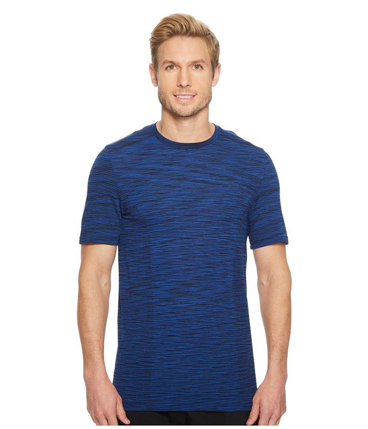 Under Armour Ua Threadborne Knit Short Sleeve (moroccan Blue/academy) Men's Clothing