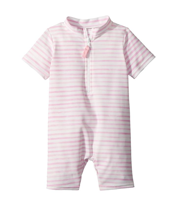 Toobydoo Sweet Pink Stripe Sunsuit (infant/toddler) (pink) Girl's Jumpsuit & Rompers One Piece