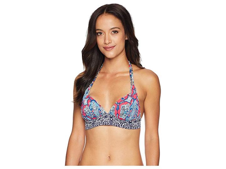 Tommy Bahama Riviera Tile Halter Loop Bra (cerise) Women's Swimwear