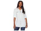 Scully Bae Sexy Fabric Button Front Blouse (dusty Blue) Women's Clothing