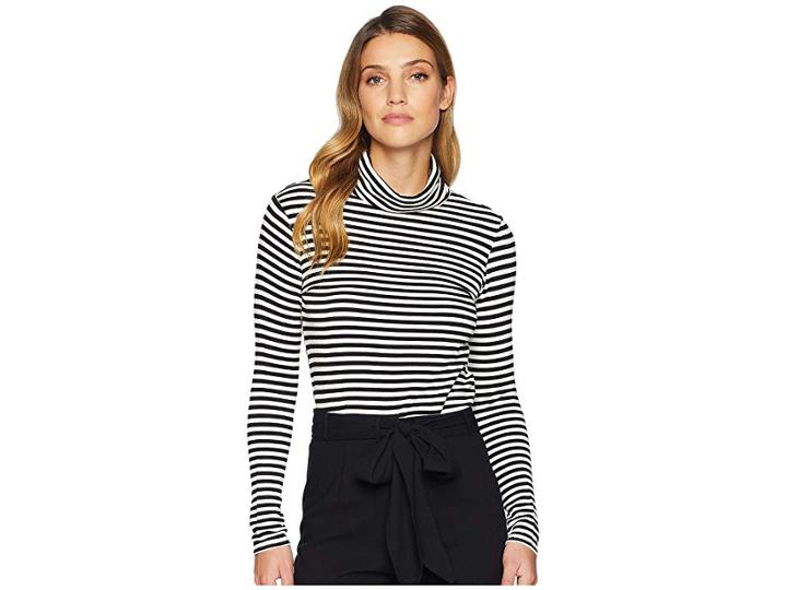 Joules Rachelle Roll Neck Jersey Top (black Stripe) Women's Clothing