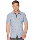 John Varvatos Star U.s.a. Short Sleeve Shirt With Chest Pockets W535u1b (lake Blue) Men's Clothing