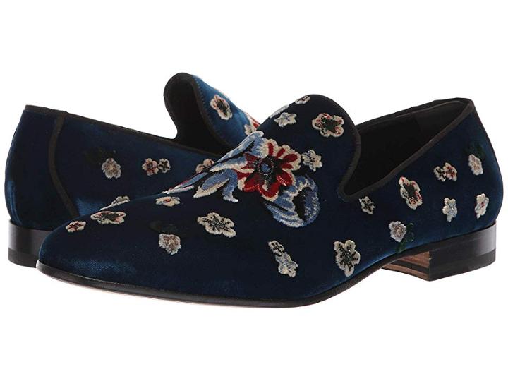 Alexander Mcqueen Garden Embroidered Loafer (indigo/multi/black) Men's Shoes