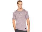 Nike Pro Heathered Short Sleeve Training Top (burgundy Crush/bordeaux/black) Men's Short Sleeve Pullover